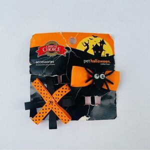 Pet Halloween Collection Dog Cat Hair Bows Paw 2 Spider Set Clip